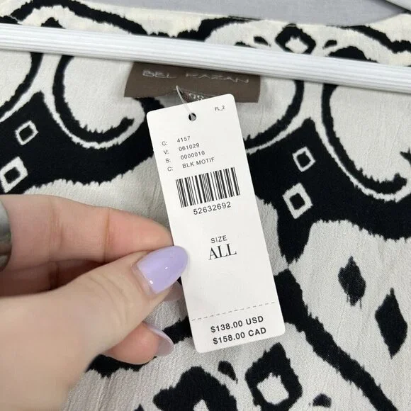 Bel Kazan Anthro Womens Top One Size Black Lois Duster Kimono Motif Resort Beach - Picture 11 of 13